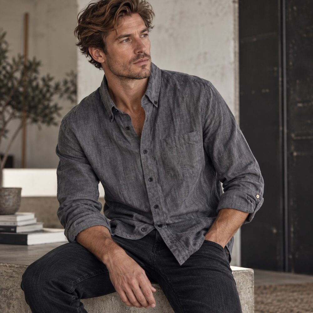 Rag & Bone Grey Fit 2 Tomlin Linen Shirt Size Medium NWT